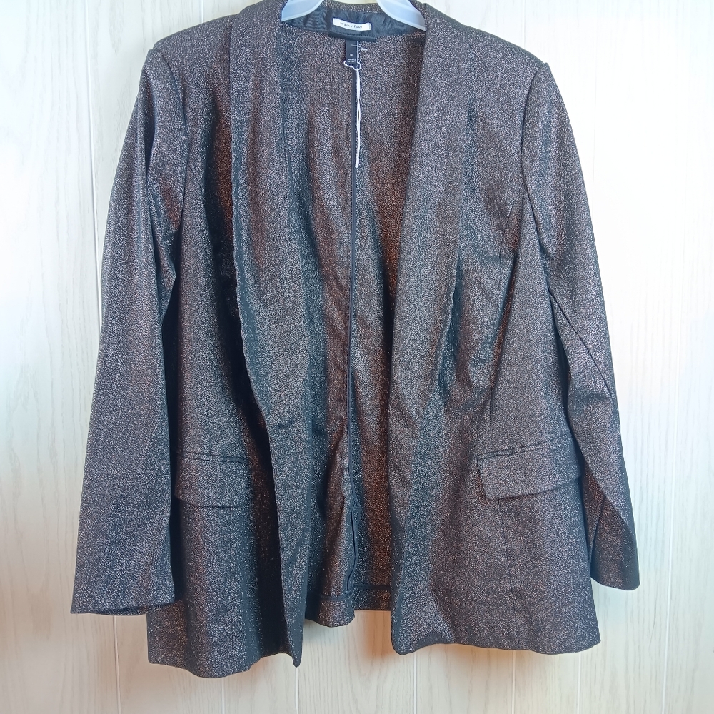 Lane Bryant The Byant Blazer Black with gold speckles size 28 shoulder padding